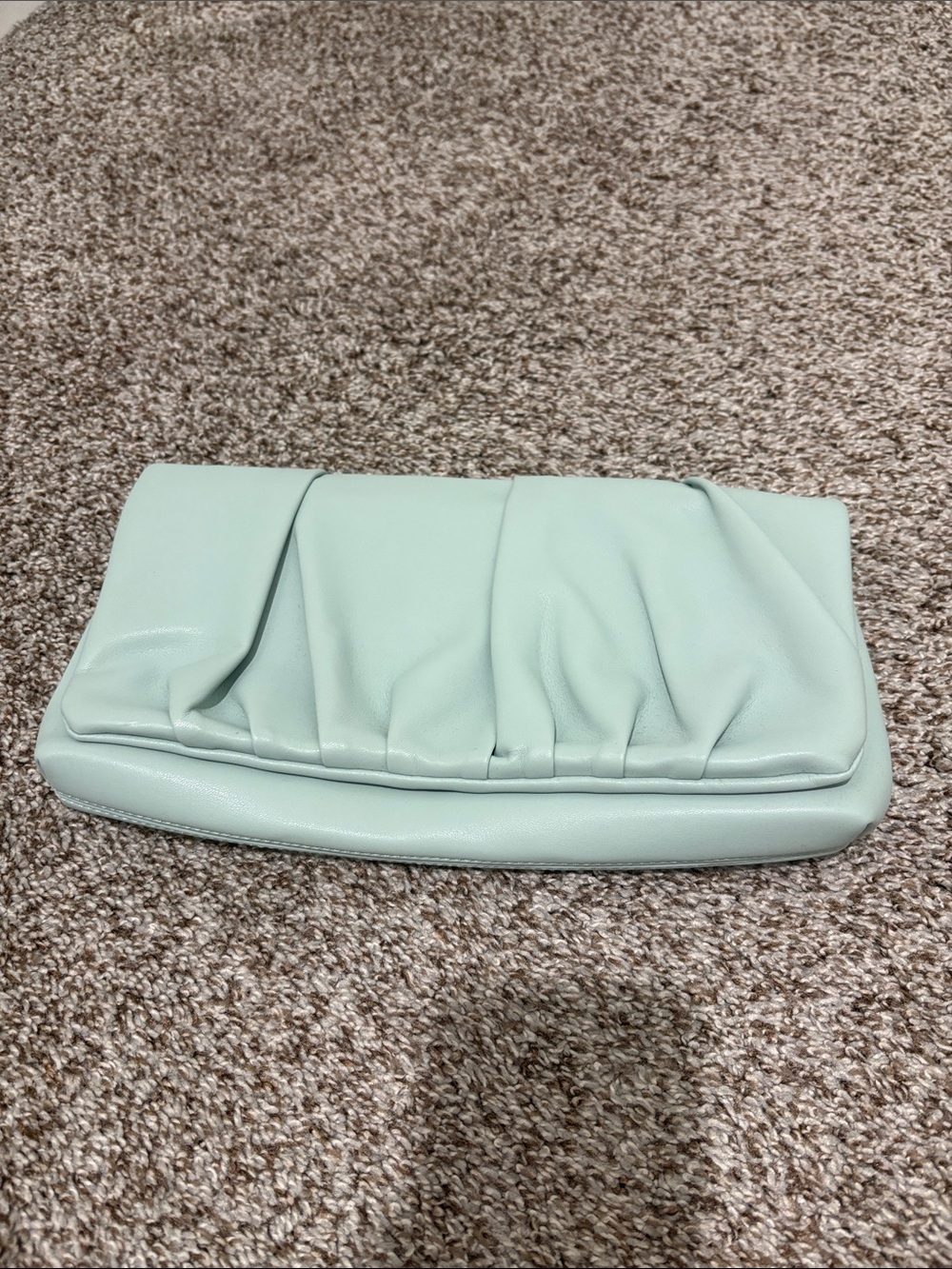 Express Mint Green Ruched Clutch
